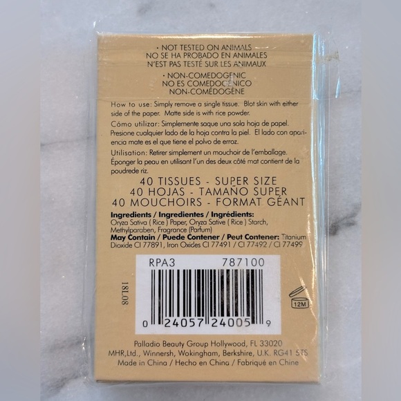 New Palladio rice paper‎ oil absorbing blotting tissues with rice powder - Picture 2 of 2